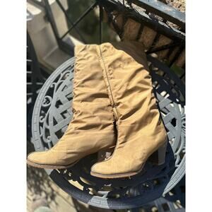 Vintage Golo Shearling-Lined Tall Boots Tan Padded Nylon Women’s Size 7